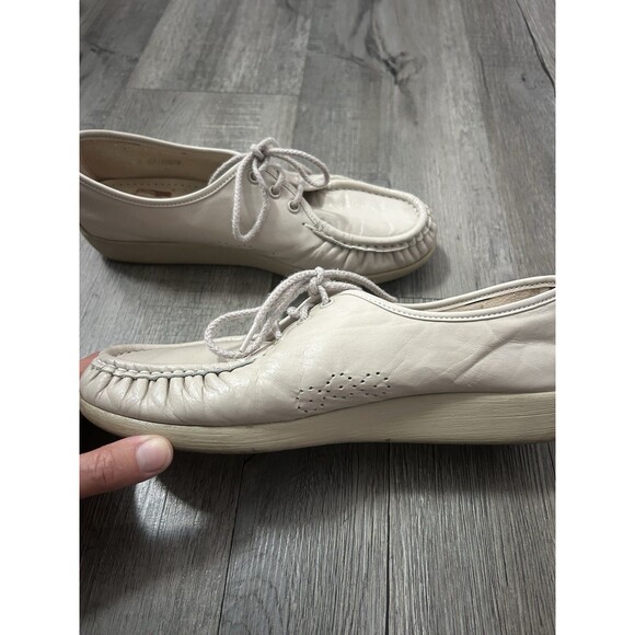 SAS Size 8.5 Women’s SIESTA BONE LEATHER Cream/Ivory Handsewn In USA Lace Up - Picture 6 of 12